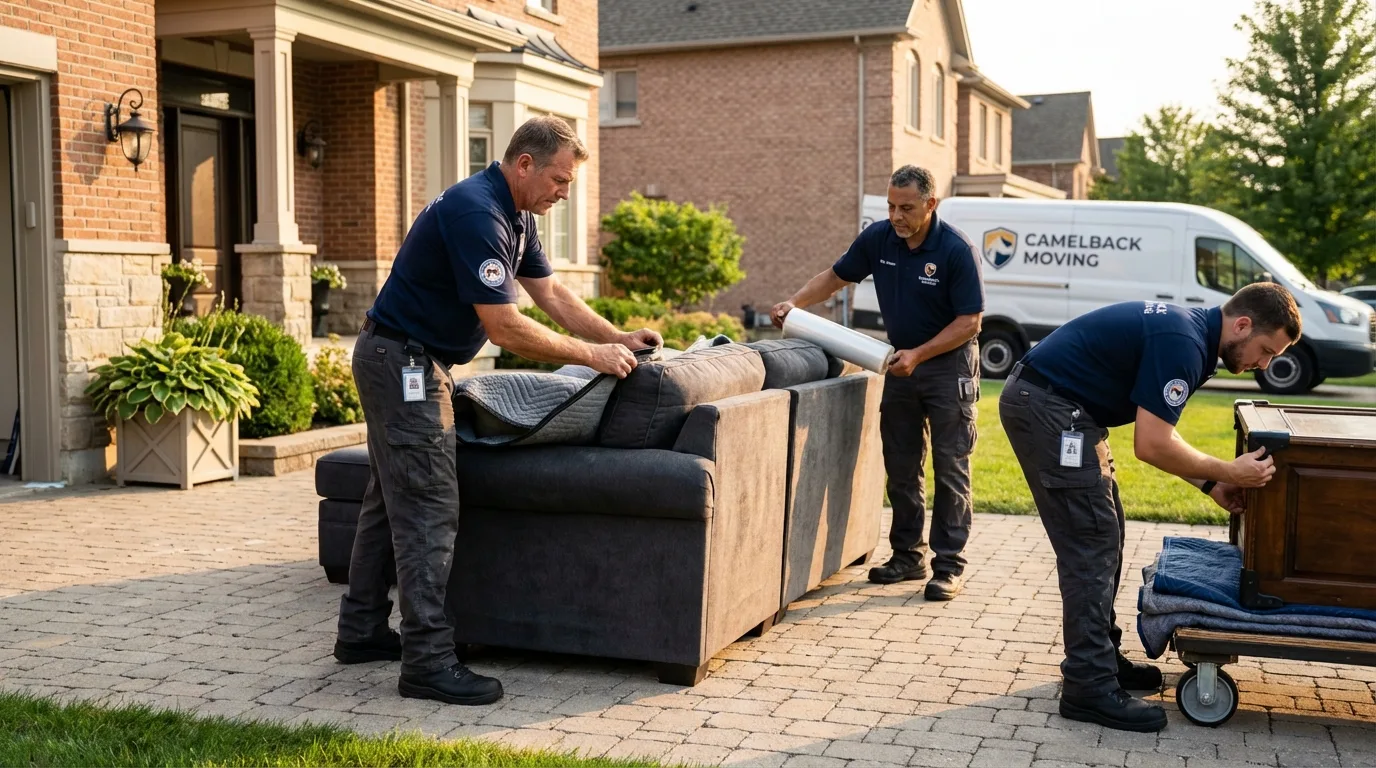 Large estate moving crew wrapping furniture in Oakwood, OH